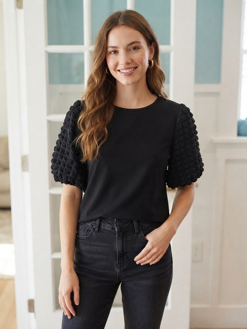 Cynthia Rowley Black Bubble Puff Sleeve Top NWT (New Without Tag) Size 3X